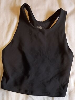 Athleta Girl Black High-Neck Racerback Crop Tank